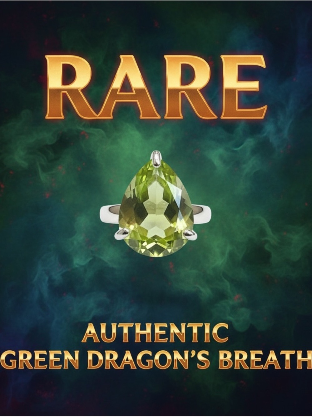 AUTHENTIC Antique European Green Dragon’s Breath Glass Ring